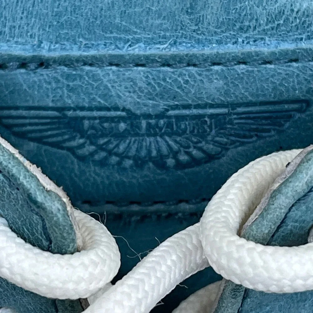 Aston Martin Wing Logo Leather Lace Up Oxford Shoes Teal Blue‎ Mens Sz 42 US 9.5